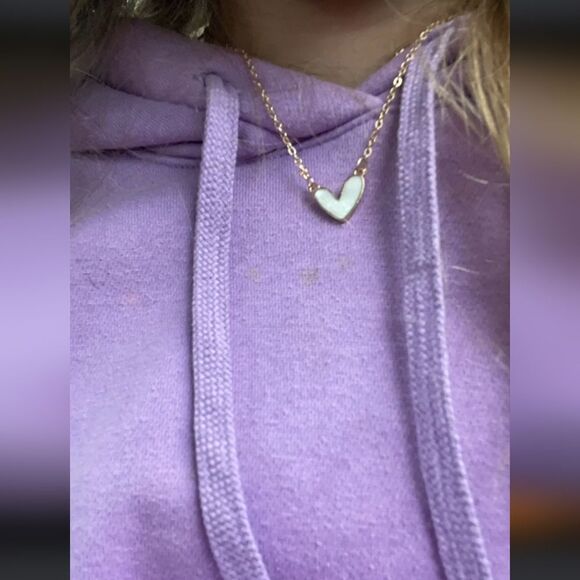 Heart Shaped Pendant Necklace 14K Gold Plated Luxury Romantic Golden Edge Jewel - Picture 3 of 16